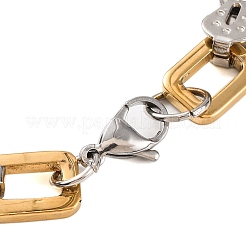 201 bracciali a catena con maglie ovali e rettangolari in acciaio inossidabile&nbsp;BJEW-B078-125GP