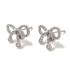Orecchini a bottone con micro pavé di zirconi cubici in ottone placcato cremagliera&nbsp;EJEW-R162-20G