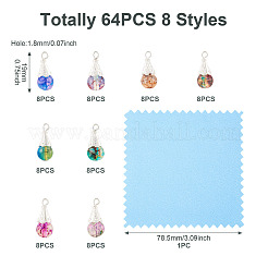 64 Stück 8 Stile Glas- und Legierungsanhänger&nbsp;PALLOY-TA00177