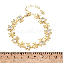 Pulseras de eslabones de latón con micro pavé de circonitas cúbicas para mujer&nbsp;BJEW-K248-05G