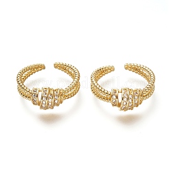 Latón micro pave anillos de brazalete de circonio cúbico&nbsp;LS-RJEW-P018-10G