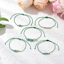 5 pz 5 stili braccialetti di perline intrecciate in avventurina verde naturale&nbsp;BJEW-JB11681-04