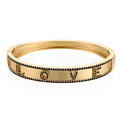Bracelet jonc à charnière avec mot d'amour en zircone cubique&nbsp;BJEW-N014-021B