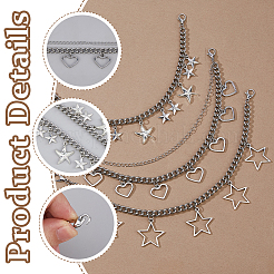 6 stücke 3 arten 201 edelstahl kubanischen gliederkette boot strap ketten&nbsp;HJEW-FH00215