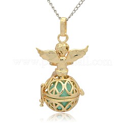 Colgantes de jaula redonda de bronce dorado&nbsp;KK-J238-07G