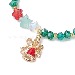 Bracelets à breloques en alliage émaillé sur le thème de Noël avec cloches de Noël&nbsp;BJEW-MZ00190-02