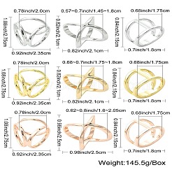 18 stücke 9 stile legierung schal ring schnalle für frauen dame mädchen&nbsp;AJEW-CJ0001-36