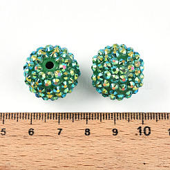 Stämmig Rhinestone Harz Kaugummi Kugel Perlen&nbsp;RESI-S256-20mm-SAB13