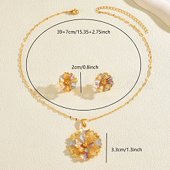 Vintage-Ohrstecker und Halsketten-Sets aus Messingblumen im Vintage-Stil für Damen&nbsp;VM6816