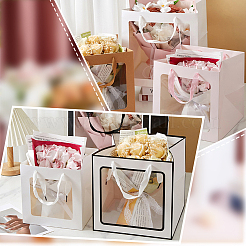 Borse regalo quadrate in carta con finestra in plastica visibile&nbsp;ABAG-WH0051-10C