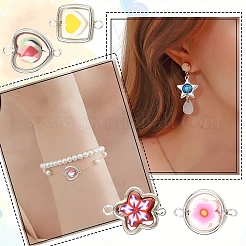 50 Stück 5 Stile handgemachte Polymer Clay & CCB Rahmen Verbinder Verbinder Charms&nbsp;CLAY-YW0002-64