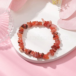 Stretch-Armbänder aus natürlichen roten Achatsplitterperlen für Frauen&nbsp;BJEW-JB10688-01