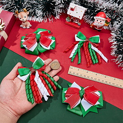 2 Paar 2 Stile Weihnachts-Haarspangen aus Polyester und Legierung mit Krokodilklemmen&nbsp;PHAR-WR0001-06