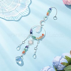 Natürliche Quarzkristallnuggets und hängende Sonnenfänger in Tropfenform aus Glas&nbsp;HJEW-JM04486