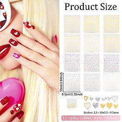 13 Blatt 13 Stil 3D Bronzing/Laser Herz Muster Nail Art Sticker&nbsp;DIY-OC0010-90