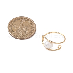 Fingerringe aus Kupferdraht und Naturperlen&nbsp;RJEW-JR00977