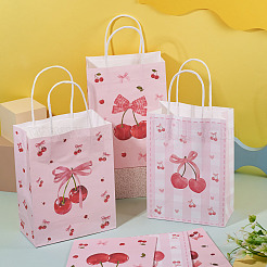 9 Stück Tragetaschen aus Papier mit Kirschen-Aufdruck in 3 Stilen&nbsp;ABAG-TA0001-99