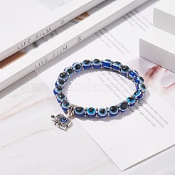 Elastisches Perlenarmband aus Kunstharz mit Legierungsanhänger für Männer und Frauen&nbsp;BJEW-JB08216