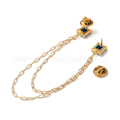 Broche à chaîne carrée en acier inoxydable 304 avec pavé de zircones cubiques&nbsp;JEWB-S021-02G-04