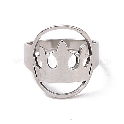 Bague ovale avec couronne en acier inoxydable 201 anti-ternissement&nbsp;RJEW-J051-42P
