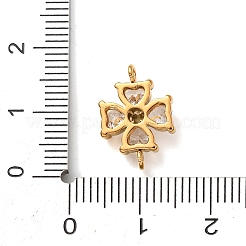Breloques de connexion en forme de fleur serties de zircon cubique pavé en acier inoxydable 304&nbsp;STAS-T026-03A-02G