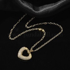 Collares con colgante de circonita cúbica micropavé de latón para mujer&nbsp;LS-NJEW-U020-01G-02