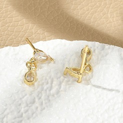 Latón micro pave aretes de circonita cúbica transparente&nbsp;EJEW-R016-26G-02