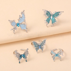 5 Stück 5 Stile Legierung Strass Manschettenringe&nbsp;PW-WG077C5-01