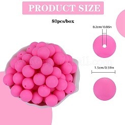 80 pièce de perles focales rondes en silicone&nbsp;SIL-SZ0001-24-34