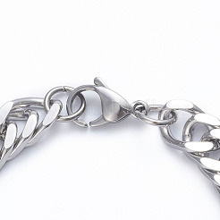 Bracciali a catena cubana con taglio a diamante in acciaio inossidabile 304 da uomo&nbsp;X-BJEW-L673-002C-P