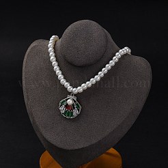 Collane con ciondolo a forma di conchiglia in zirconia cubica colorata in acciaio inossidabile 304&nbsp;STAS-Z114-22P