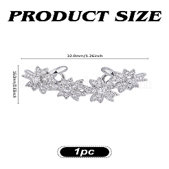 1 paio di orecchini a polsino con fiore in strass alla moda in ottone&nbsp;EJEW-LP0012-11P