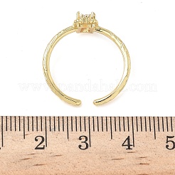 Rechteckige Manschettenringe aus Messing mit Mikropflaster und Zirkonia&nbsp;RJEW-Z111-04G-09