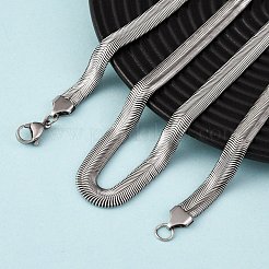 8 mm flache Schlangenkettenhalsketten aus 304 Edelstahl&nbsp;NJEW-P338-09P