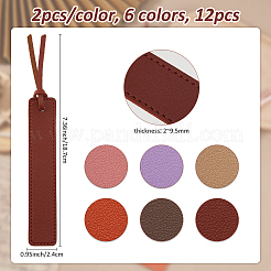 12 Stück 6 Farben PU-Leder-Lesezeichen&nbsp;AJEW-FH0006-23