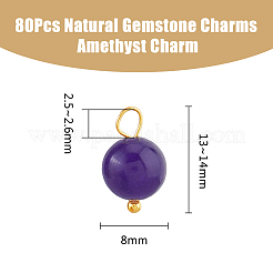 80 Stück natürlicher Amethyst runder Anhänger&nbsp;PALLOY-DC00001