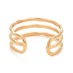Anello polsino aperto a tripla linea in acciaio inossidabile 304 con placcatura ionica (ip) per donna&nbsp;RJEW-C025-12G