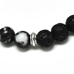 Naturali agata nera perle allungano bracciali&nbsp;BJEW-R309-02-A08