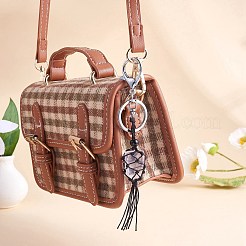 4 portachiavi intrecciato con frange macramè&nbsp;AJEW-SW00014-05