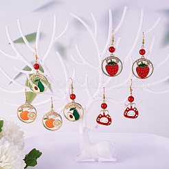 Kit de fabrication de boucles d'oreilles fruits et lapin diy&nbsp;DIY-SZ0007-52