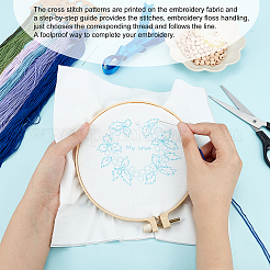 Kit de démarrage de broderie de motif de gui/feuille de houx sur le thème de Noël&nbsp;DIY-WH0250-48