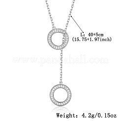 Collar con colgante de doble anillo geométrico de circonita en plata de ley para mujer&nbsp;RH8508-2