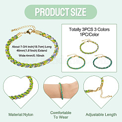 3 Stück 3 Farben 4 mm geflochtene Nylonschnur-Armbänder&nbsp;FIND-TA0009-49