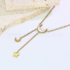 Collane con nappe a forma di Y in acciaio inossidabile e conchiglia bianca naturale a forma di luna e stella per donna&nbsp;LS-PP3147