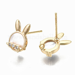 Fornituras de aretes de circonita cúbica transparente de latón&nbsp;KK-R114-02-NF