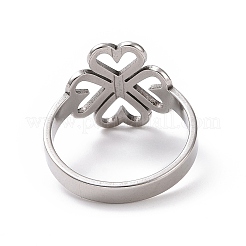 Anello a forma di cuore trifoglio in acciaio inossidabile 201 anti-ossidazione&nbsp;RJEW-J051-01P