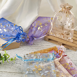 100 Stück zweifarbige Organza-Schmuckbeutel mit Kordelzug&nbsp;OP-TA0001-02