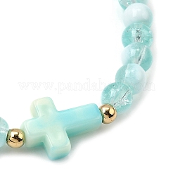 6 pulsera elástica de cuentas redondas de vidrio craquelado de 6 colores&nbsp;BJEW-JB12063