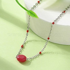 Colliers à chaîne en acier inoxydable 304 avec émail rouge&nbsp;NJEW-A045-08P