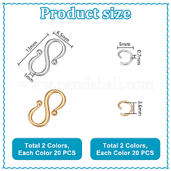 40 pz 2 colori placcatura ionica (ip) fermagli a S in acciaio inossidabile 304&nbsp;STAS-PH0007-27